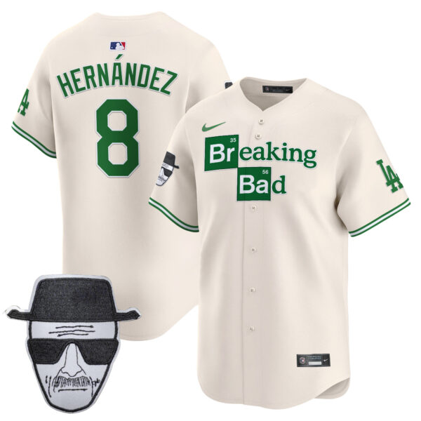 Men's Dodgers Breaking Bad Walter White Patch Vapor Premier Limited Jersey - All Stitched - Image 38