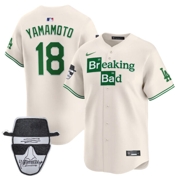 Men's Dodgers Breaking Bad Walter White Patch Vapor Premier Limited Jersey - All Stitched - Image 39