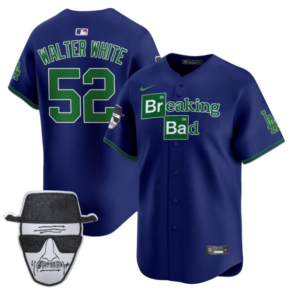 Men's Dodgers Breaking Bad Walter White Patch Vapor Premier Limited Jersey - All Stitched - Image 41