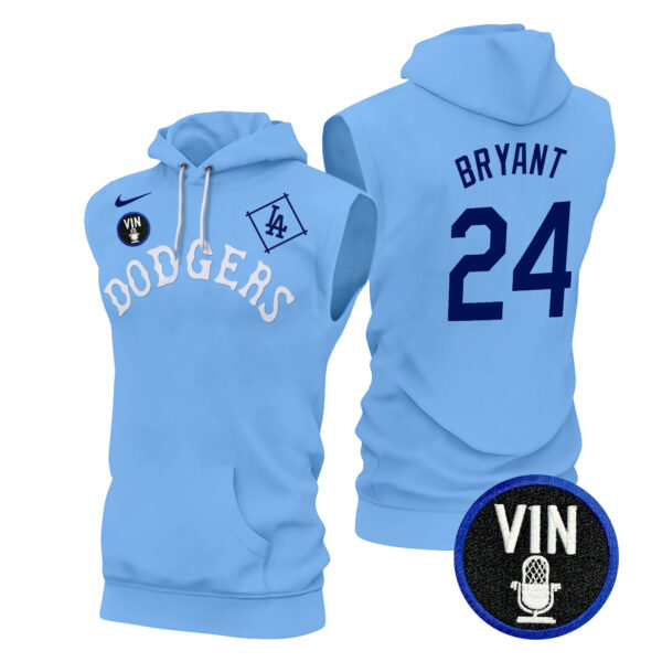 Men's Dodgers Tribute Vin Scully Patch Sleeveless Hoodie - All Stitched - Image 4