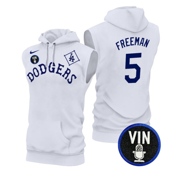 Men's Dodgers Tribute Vin Scully Patch Sleeveless Hoodie - All Stitched - Image 20