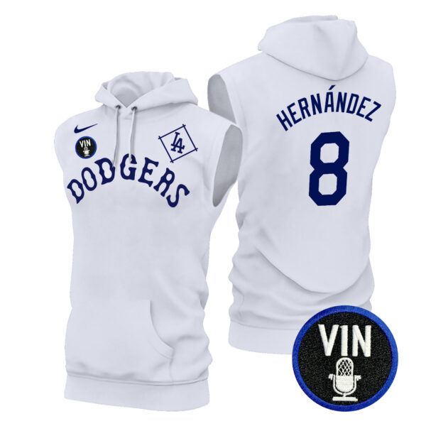 Men's Dodgers Tribute Vin Scully Patch Sleeveless Hoodie - All Stitched - Image 24