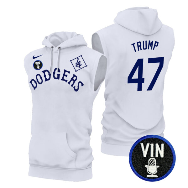Men's Dodgers Tribute Vin Scully Patch Sleeveless Hoodie - All Stitched - Image 26
