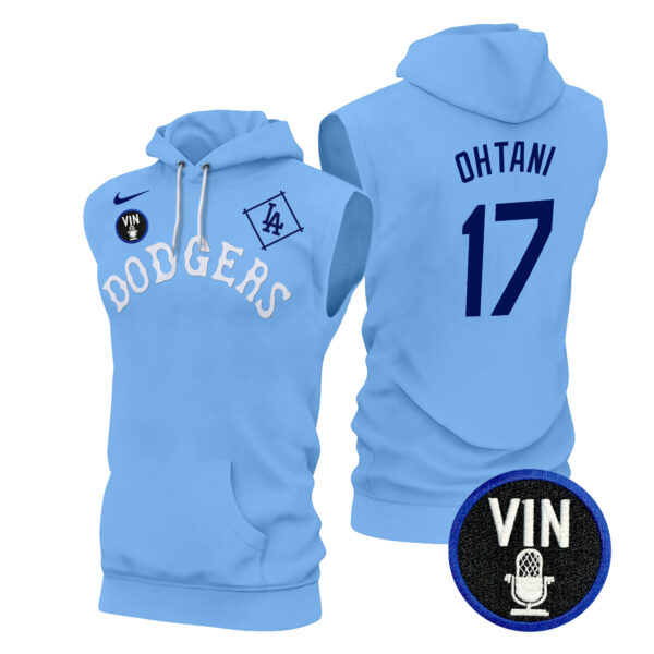 Men's Dodgers Tribute Vin Scully Patch Sleeveless Hoodie - All Stitched