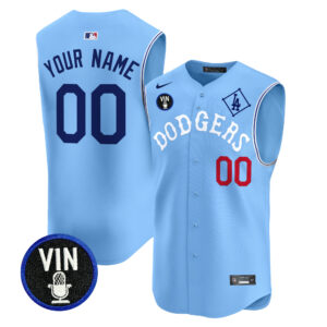 Dodgers Tribute Vin Scully Patch Vapor Premier Sleeveless Custom Jersey - All Stitched