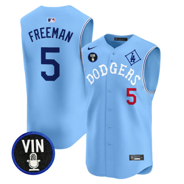 Men's Dodgers Tribute Vin Scully Patch Vapor Premier Sleeveless Jersey - All Stitched - Image 2