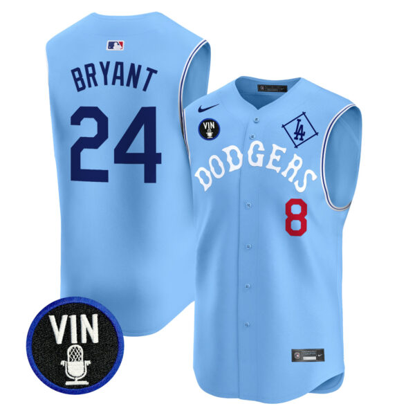 Men's Dodgers Tribute Vin Scully Patch Vapor Premier Sleeveless Jersey - All Stitched - Image 4
