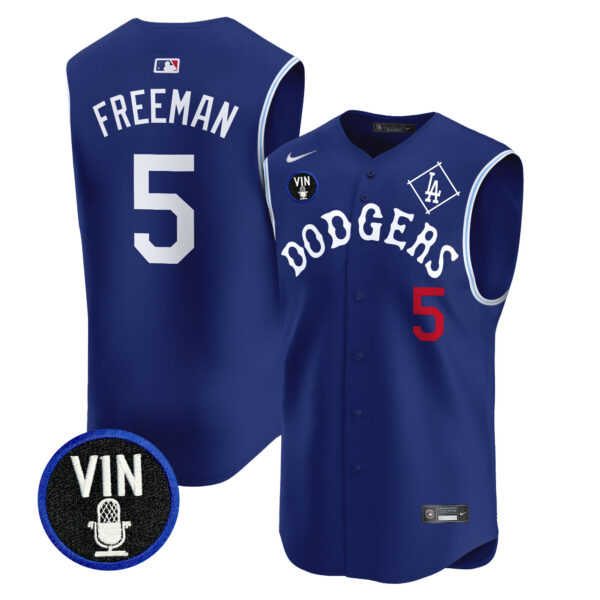 Men's Dodgers Tribute Vin Scully Patch Vapor Premier Sleeveless Jersey - All Stitched - Image 11