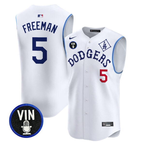 Men's Dodgers Tribute Vin Scully Patch Vapor Premier Sleeveless Jersey - All Stitched - Image 20