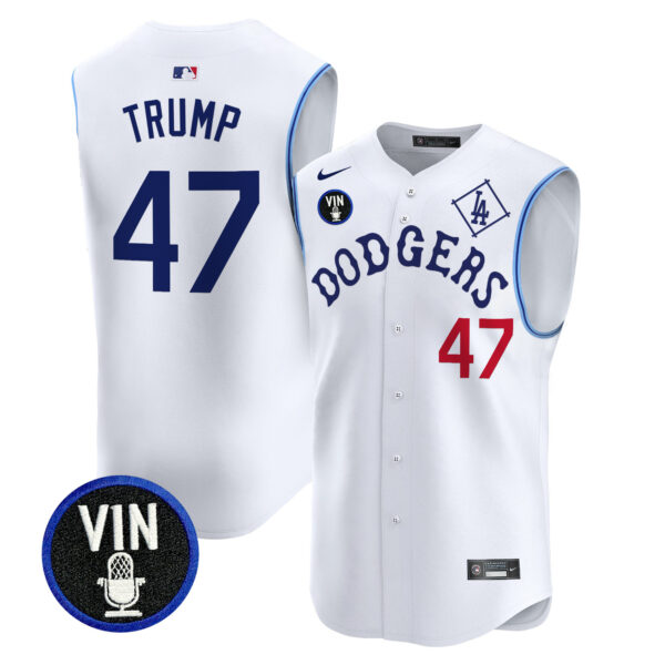 Men's Dodgers Tribute Vin Scully Patch Vapor Premier Sleeveless Jersey - All Stitched - Image 26