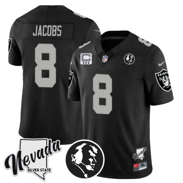 Men's Raiders John Madden Honoring & Nevada Silver State Patch Vapor Jersey - All Stitched - Image 2