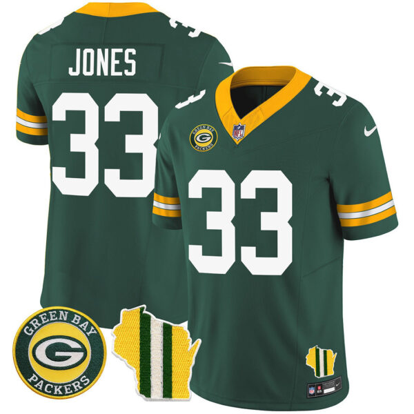 Men's Green Bay Packers Wisconsin State Patch Vapor Limited Jersey - All Sttiched - Image 3