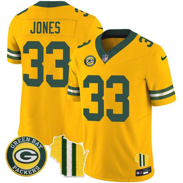 Men's Green Bay Packers Wisconsin State Patch Vapor Limited Jersey - All Sttiched - Image 11