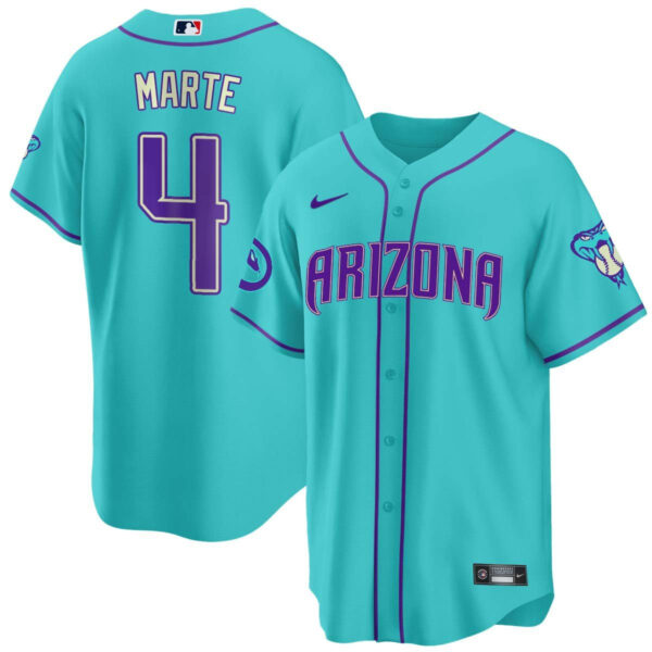 Men's 2024 Arizona Diamondbacks Teal Purple Jersey - All Stitched - Image 3