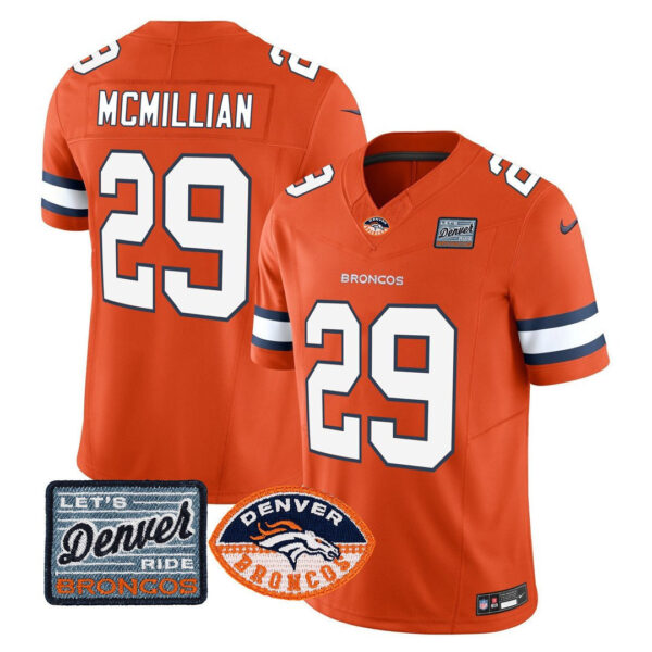 Men's Denver Broncos Logo Patch Limited Jersey - All Stitched - Image 2