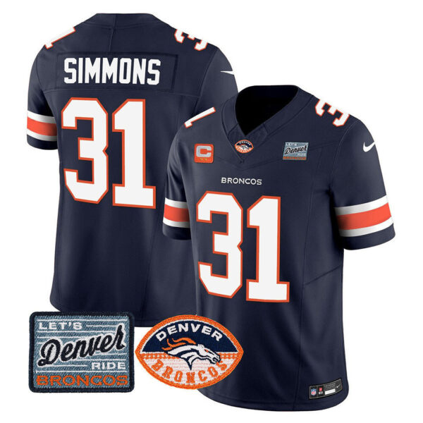Men's Denver Broncos Logo Patch Limited Jersey - All Stitched - Image 10