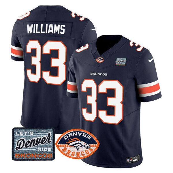 Men's Denver Broncos Logo Patch Limited Jersey - All Stitched - Image 8