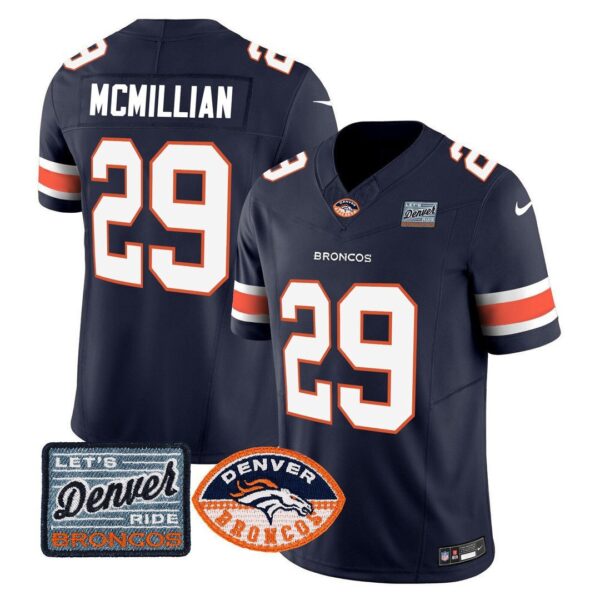 Men's Denver Broncos Logo Patch Limited Jersey - All Stitched - Image 7
