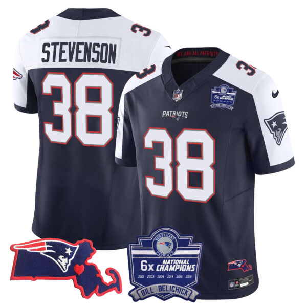 Men's Patriots Bill Belichick 6x Champions Patch Vapor Jersey - All Stitched - Image 6