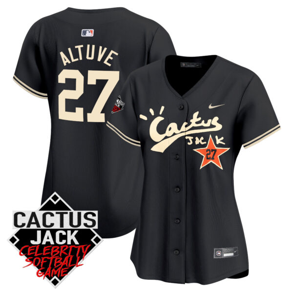 Women's Astros Cactus Jack Celebrity Softball Game Patch Vapor Premier Limited Jersey V2 - All Stitched - Image 23