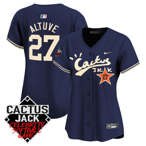 Women's Astros Cactus Jack Celebrity Softball Game Patch Vapor Premier Limited Jersey V2 - All Stitched - Image 41