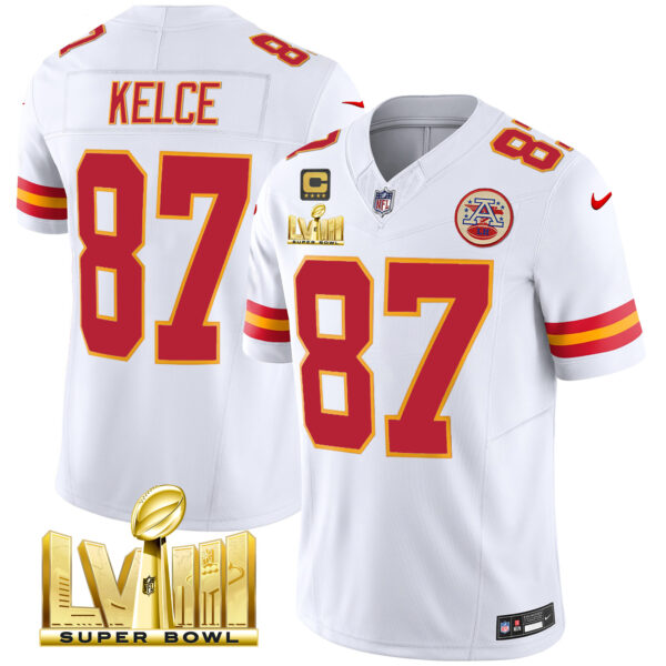 Men's Chiefs Super Bowl LVIII Gold Patch Vapor Jersey - All Stitched - Image 44