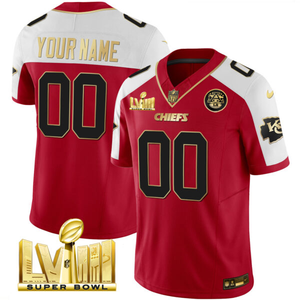 Chiefs Super Bowl LVIII Gold Patch Vapor Custom Jersey - All Stitched - Image 2