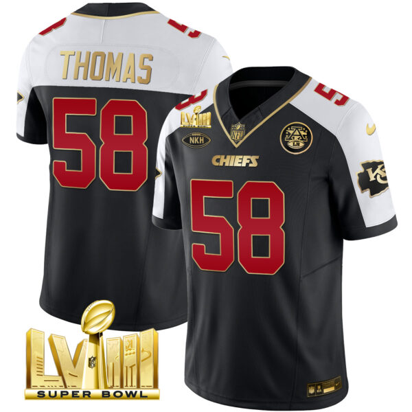 Men's Chiefs Super Bowl LVIII Gold Patch Vapor Jersey V2 - All Stitched - Image 3