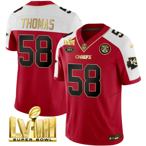 Men's Chiefs Super Bowl LVIII Gold Patch Vapor Jersey V2 - All Stitched - Image 17