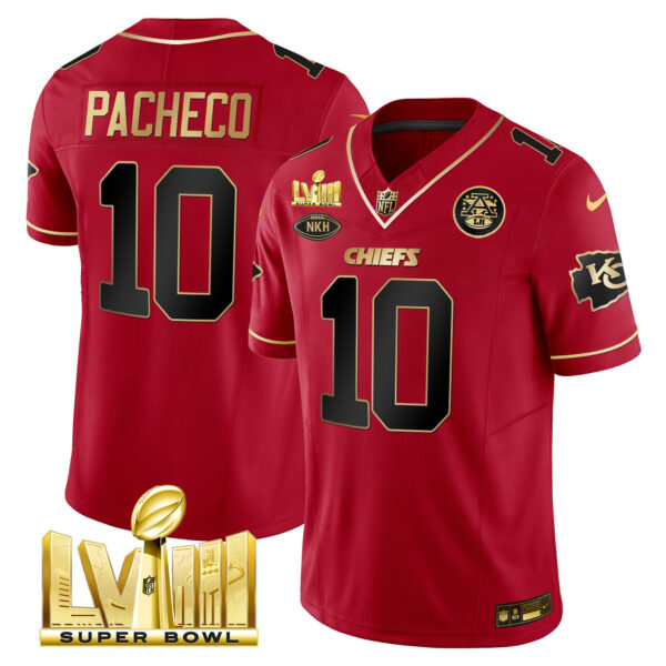 Men's Chiefs Super Bowl LVIII Gold Patch Vapor Jersey V2 - All Stitched - Image 32