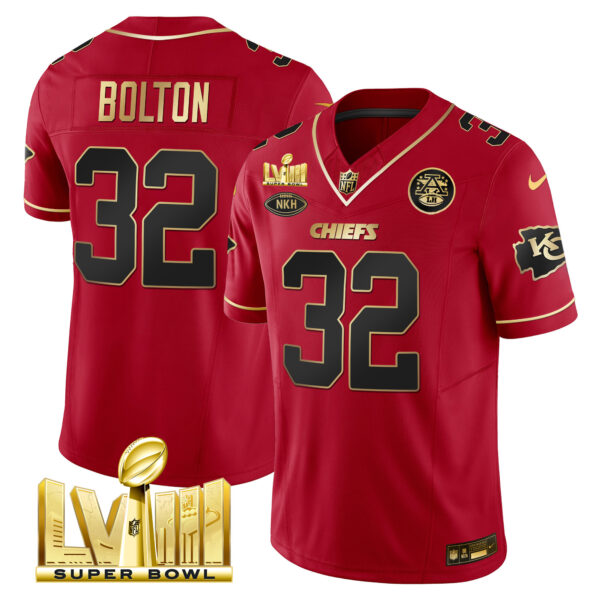 Men's Chiefs Super Bowl LVIII Gold Patch Vapor Jersey V2 - All Stitched - Image 34