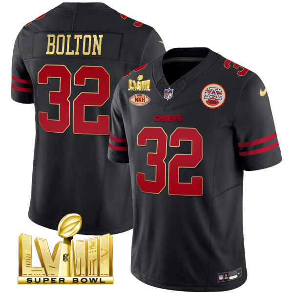 Men's Chiefs Super Bowl LVIII Gold Patch Vapor Jersey V2 - All Stitched - Image 41