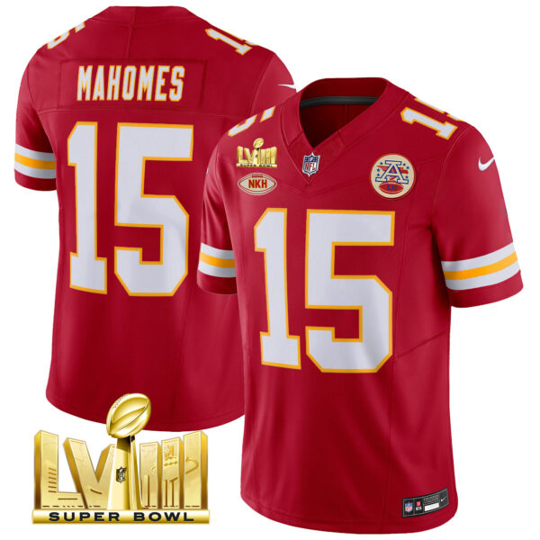 Men's Chiefs Super Bowl LVIII Gold Patch Vapor Jersey V2 - All Stitched - Image 43