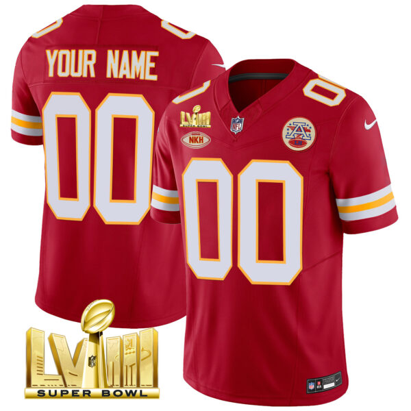 Chiefs Super Bowl LVIII Gold Patch Vapor Custom Jersey V2 - All Stitched - Image 7