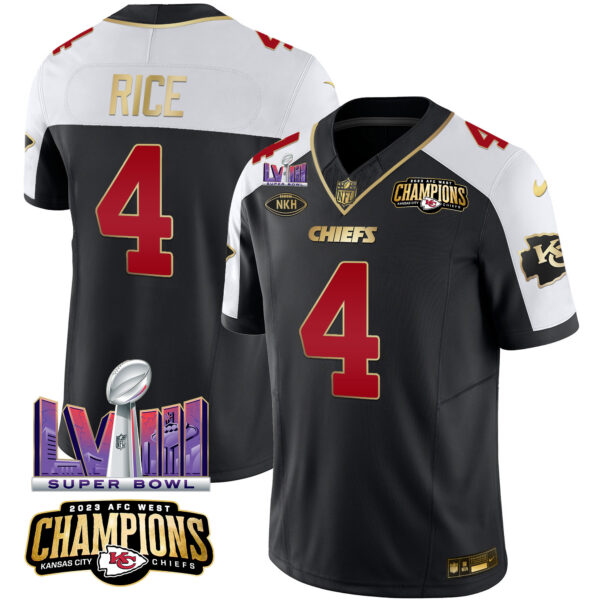 Men's Chiefs AFC West Champions & Super Bowl LVIII Patch Vapor Jersey - All Stitched - Image 7