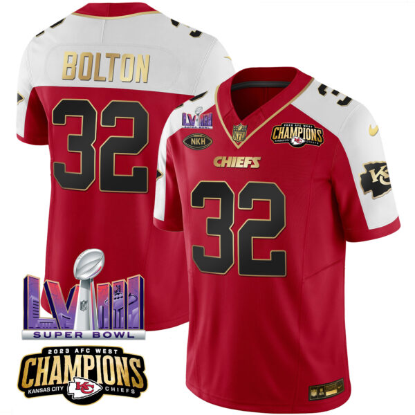 Men's Chiefs AFC West Champions & Super Bowl LVIII Patch Vapor Jersey - All Stitched - Image 13