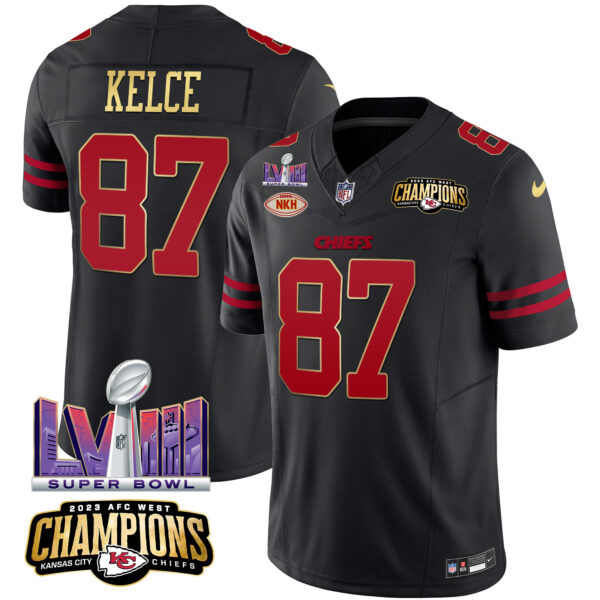 Men's Chiefs AFC West Champions & Super Bowl LVIII Patch Vapor Jersey - All Stitched - Image 30