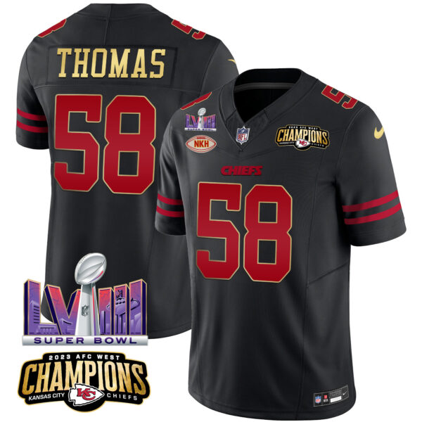 Men's Chiefs AFC West Champions & Super Bowl LVIII Patch Vapor Jersey - All Stitched - Image 31