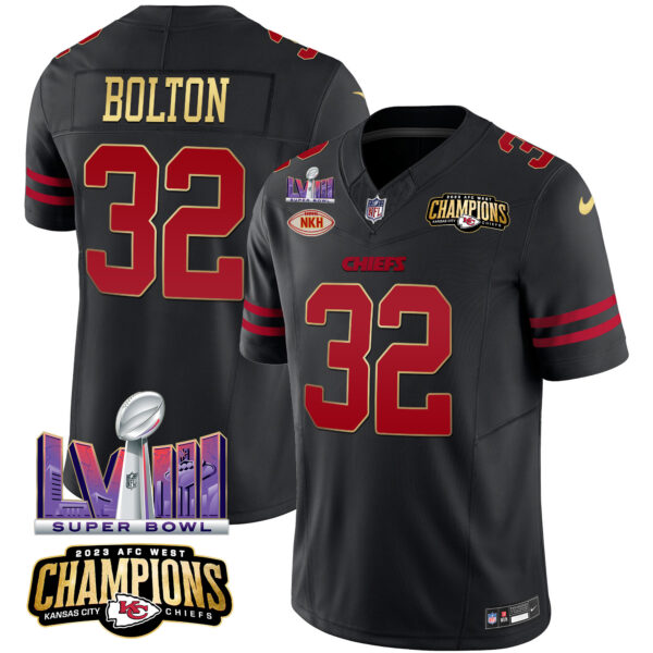 Men's Chiefs AFC West Champions & Super Bowl LVIII Patch Vapor Jersey - All Stitched - Image 34