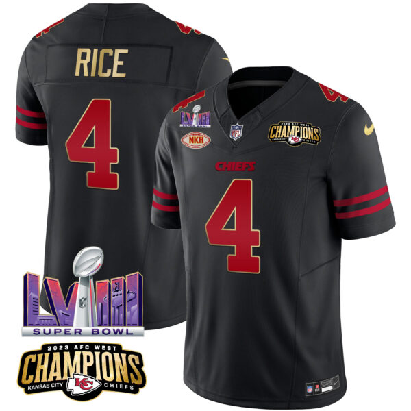 Men's Chiefs AFC West Champions & Super Bowl LVIII Patch Vapor Jersey - All Stitched - Image 35