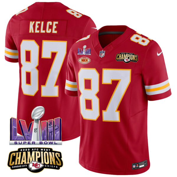 Men's Chiefs AFC West Champions & Super Bowl LVIII Patch Vapor Jersey - All Stitched - Image 37