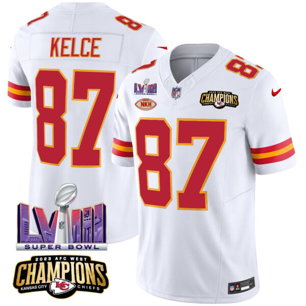Men's Chiefs AFC West Champions & Super Bowl LVIII Patch Vapor Jersey - All Stitched - Image 44