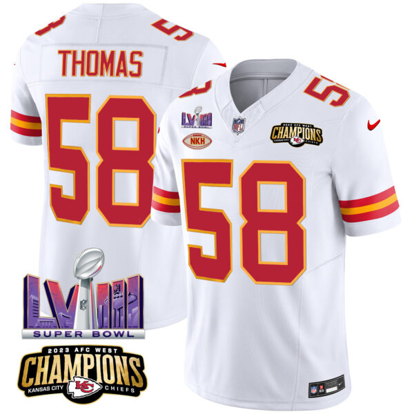 Men's Chiefs AFC West Champions & Super Bowl LVIII Patch Vapor Jersey - All Stitched - Image 45