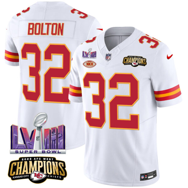 Men's Chiefs AFC West Champions & Super Bowl LVIII Patch Vapor Jersey - All Stitched - Image 48