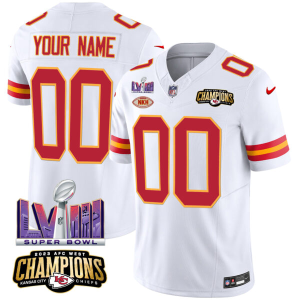 Chiefs AFC West Champions & Super Bowl LVIII Patch Vapor Custom Jersey - All Stitched - Image 7