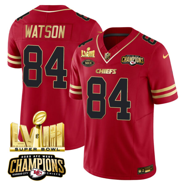 Men's Chiefs AFC West Champions & Super Bowl LVIII Gold Patch Vapor Jersey - All Stitched - Image 19