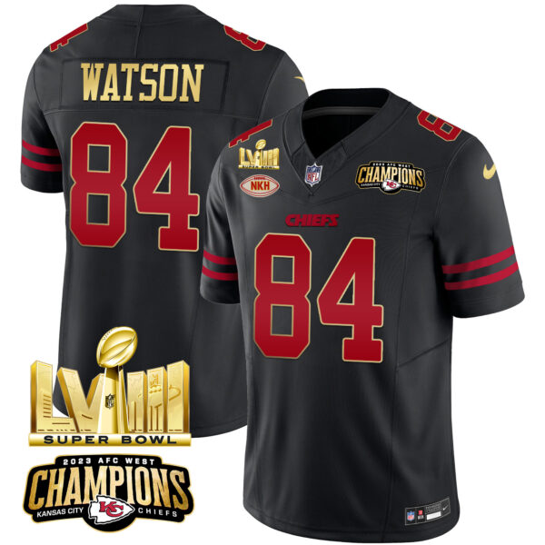 Men's Chiefs AFC West Champions & Super Bowl LVIII Gold Patch Vapor Jersey - All Stitched - Image 33