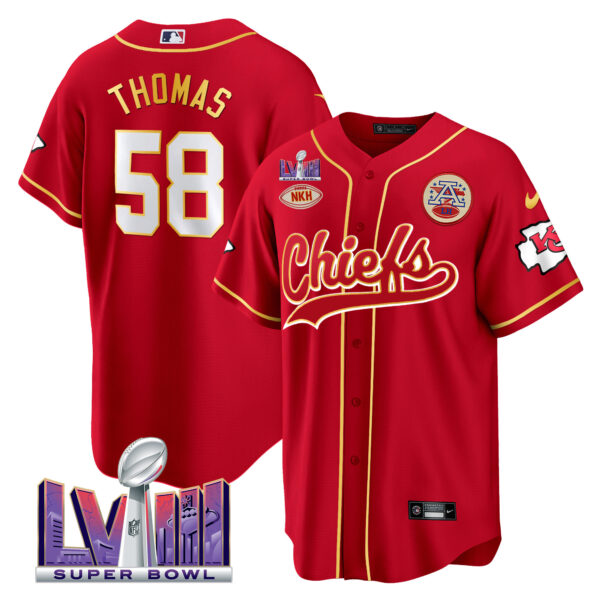 Men's Chiefs Super Bowl LVIII Patch Baseball Jersey - All Stitched - Image 4