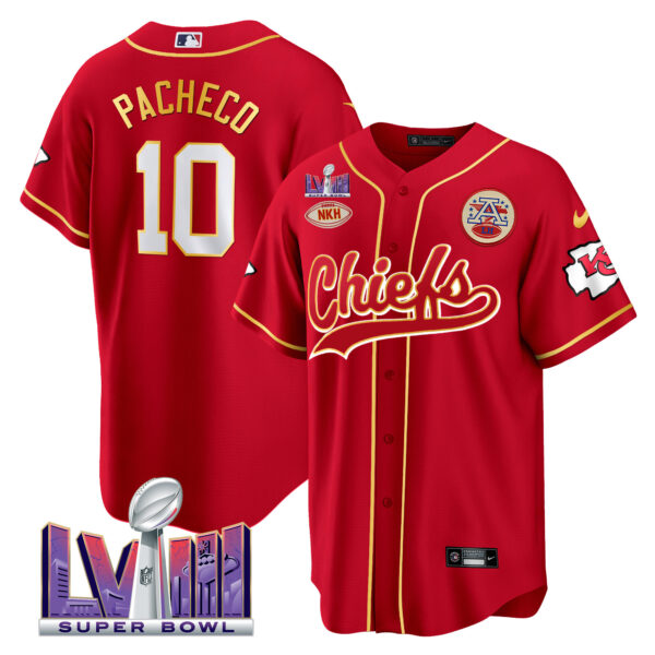 Men's Chiefs Super Bowl LVIII Patch Baseball Jersey - All Stitched - Image 6