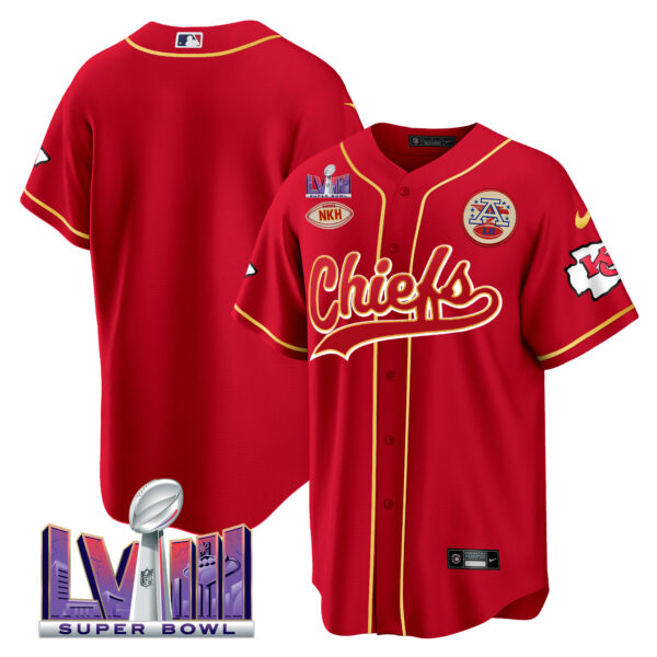 Men's Chiefs Super Bowl LVIII Patch Baseball Jersey - All Stitched - Image 8